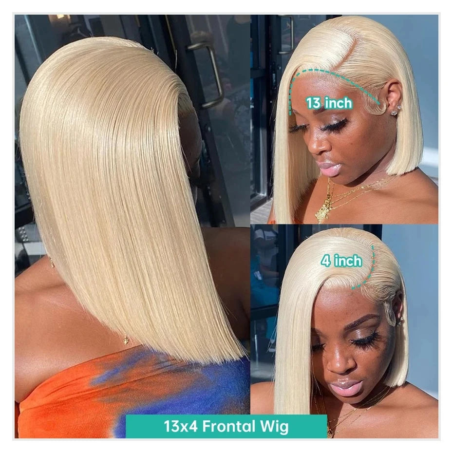 Ihomed Short Cut 613 Bob Wig Pre Plucked Bone Straight Blonde 613 Hd Lace Frontal Wigs 13x4 HD Lace Front Human Hair Wigs Glueless Wig