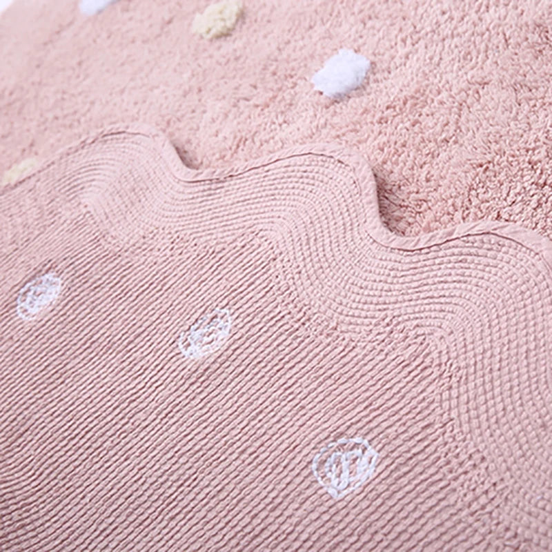 Ihomed Nordic Cotton Round Rug Dots Wave Shape Floor Mat Soft Pink White Carpet Kids Playmat Bedroom Pad Kawaii Home Room Decor 120cm