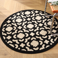 Ihomed Nordic Round Bedroom Rug Cuttable Black White Geometric Mat Living Room Carpet Anti-slip Chair Pad Aesthetic Home Decor