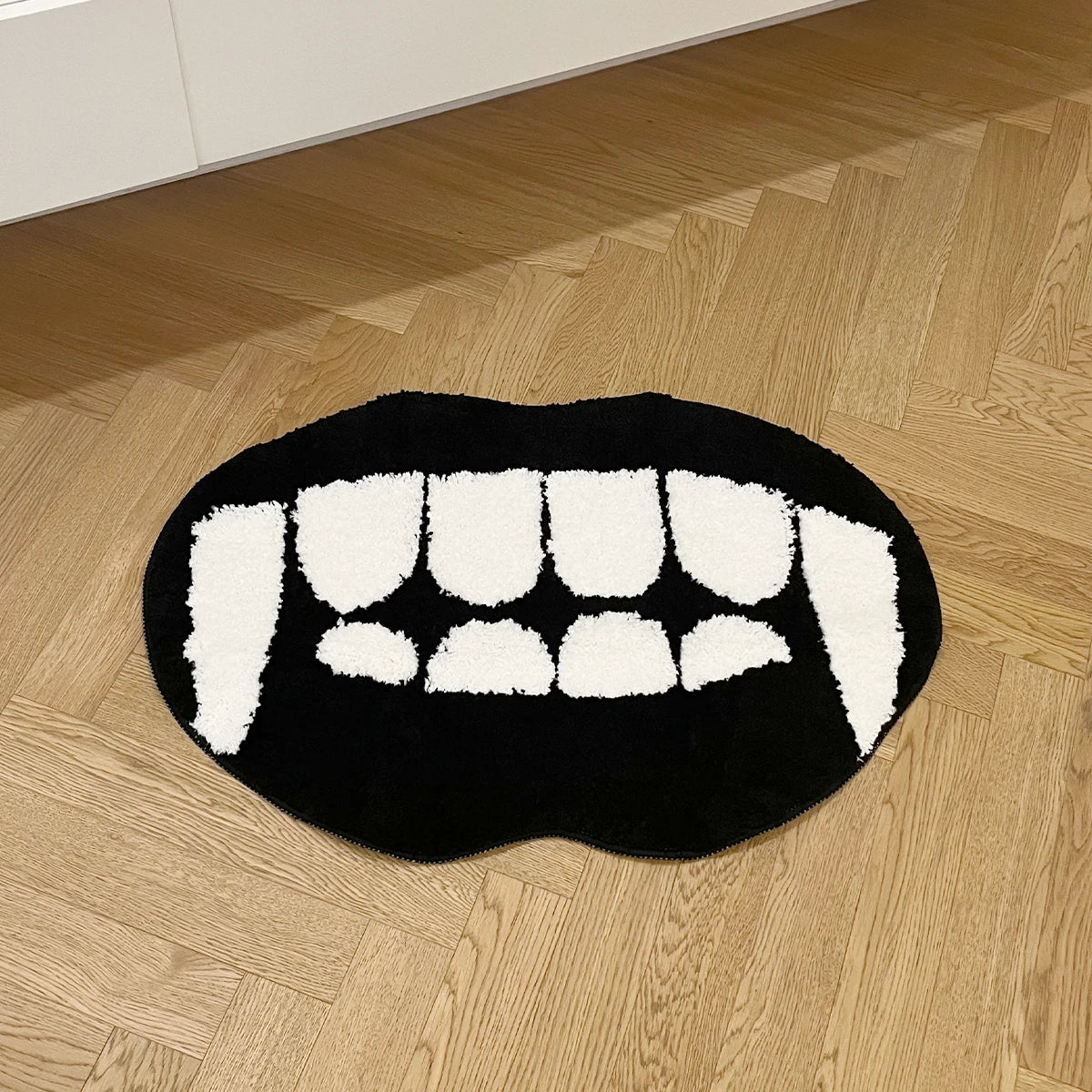 Ihomed Beast Teeth Tufted Rug Black White Bedside Rug Soft Fluffy Tufting Geometric Mat Carpet Area Floor Food Pad Doormat Home Decor