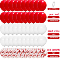 Ihomed 62pcs 12inch Red White Confetti Latex Balloons Birthday Wedding Party Decorations Kids Adult Boy Girl Anniversary Decor Supplies