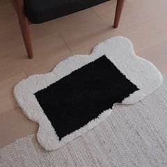 Ihomed Geometric Tufting Black White Carpet for Living Room Soft Fluffy Bath Mat Rug Bedroom Floor Pad Doormat Aesthetic Home Decor