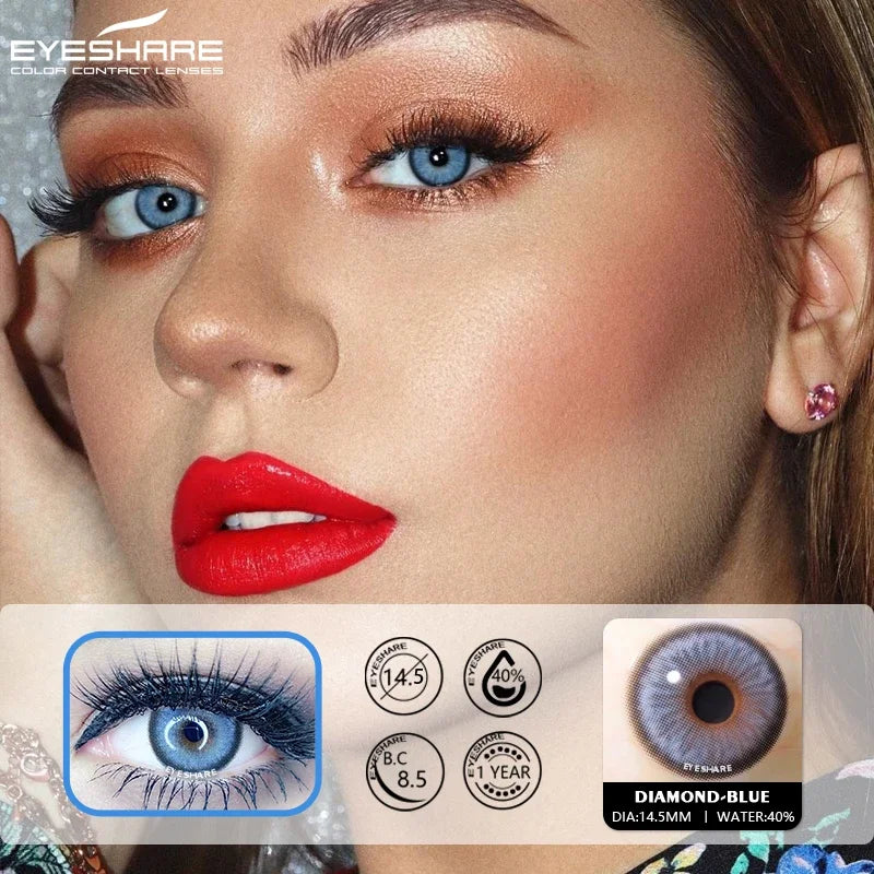 Ihomed Natural Color Lens Eyes 2pcs Color Contact Lenses For Eye Blue Beauty Contact Lenses Eye Yearly Cosmetic Color Lens