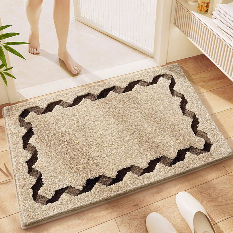 Ihomed Chic Geometric Tufting Bathroom Mat Soft Long Bedroom Rug Pad Living Area Carpet Anti-slip Hallway Doormat Home Room Decor