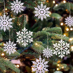 Ihomed 12pcs/lot Christmas Fake Snowflakes Xmas Tree Hanging Ornament Simulation Ice Winter Party Christmas New Year Decoration Icicle