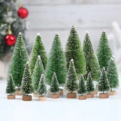 Ihomed Artificial Mini Wooden Christmas Tree Blue Green White Gold Tower Pine Small Sisal Christmas Tree Tabletop Ornament Decor