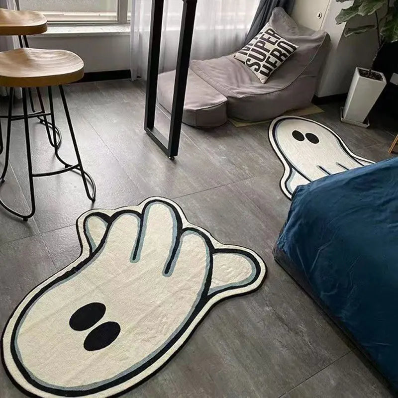 Ihomed Ghost Rug Kawaii Carpet For Bedroom Non-Slip Bedside Area Rug Cute Soft Shaggy Floor Mat Cloakroom Mat Decor