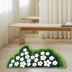 Ihomed Flower Tufting Carpet Green Moss Living Room Bedroom Rug Soft Hallway Area Floor Pad Mat Doormat Aesthetic Home Art Decor