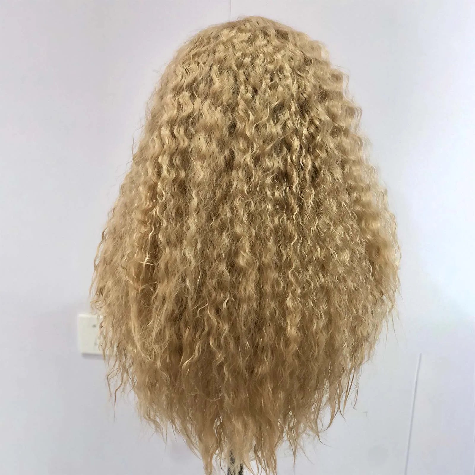 Ihomed Ash Blonde Wig Long Blonde Curly Wig Synthetic Lace Front Wig Glueless Wigs Ready to Wear Water Wave Curly Lace Wigs for Women