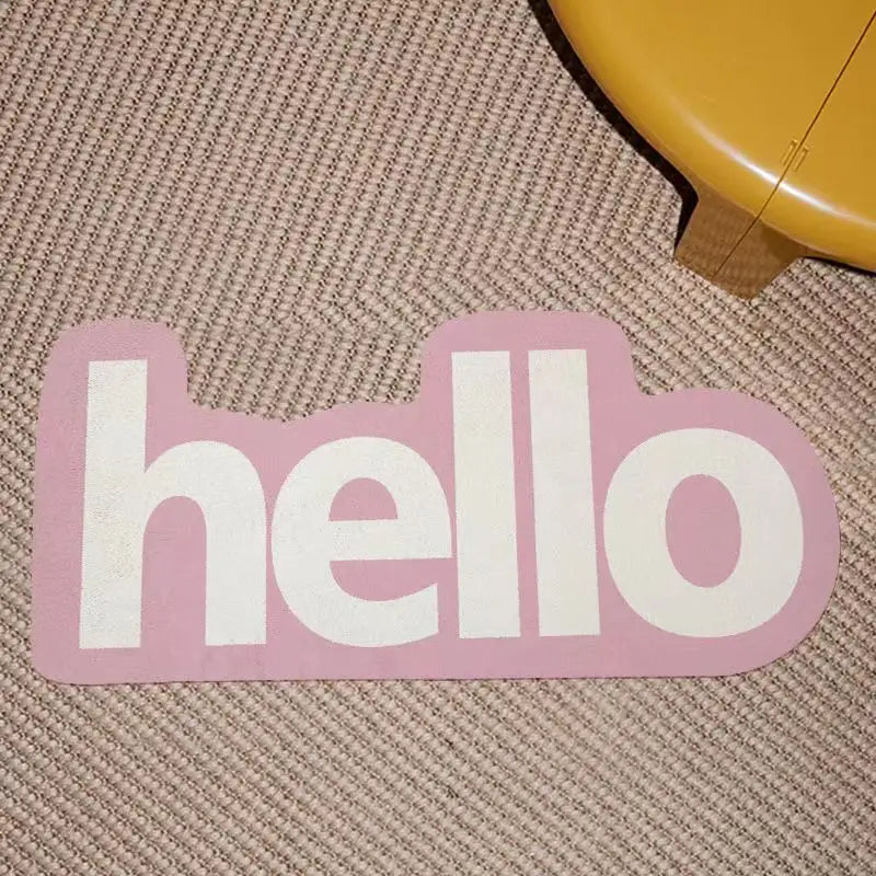 Ihomed Hello Letter Design Trend Bedside Carpet Floor Mat Bedroom Special-Shaped Foot Pad Small Room Bedroom Decoration Rug