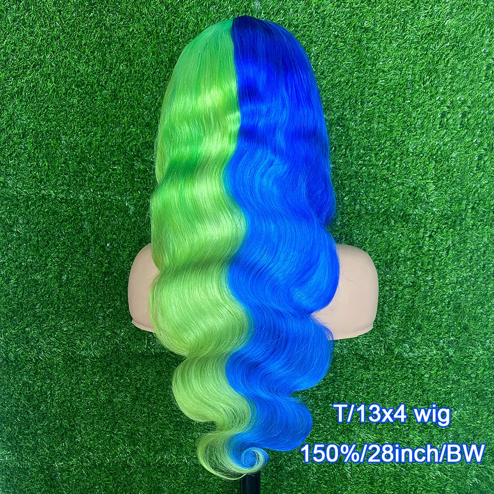 Ihomed Highlight Black With green 13x6 HD Lace Frontal Wigs Human Hair Wig For Black Women Brazilian Hair Glueless T Part Lace Wigs