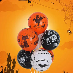 Ihomed 30/10Pcs Scary Halloween Balloons Kids Toys Pumpkin Skeleton Ghost Bar Party Decor Balloon Halloween Black Orange Latex Balloon