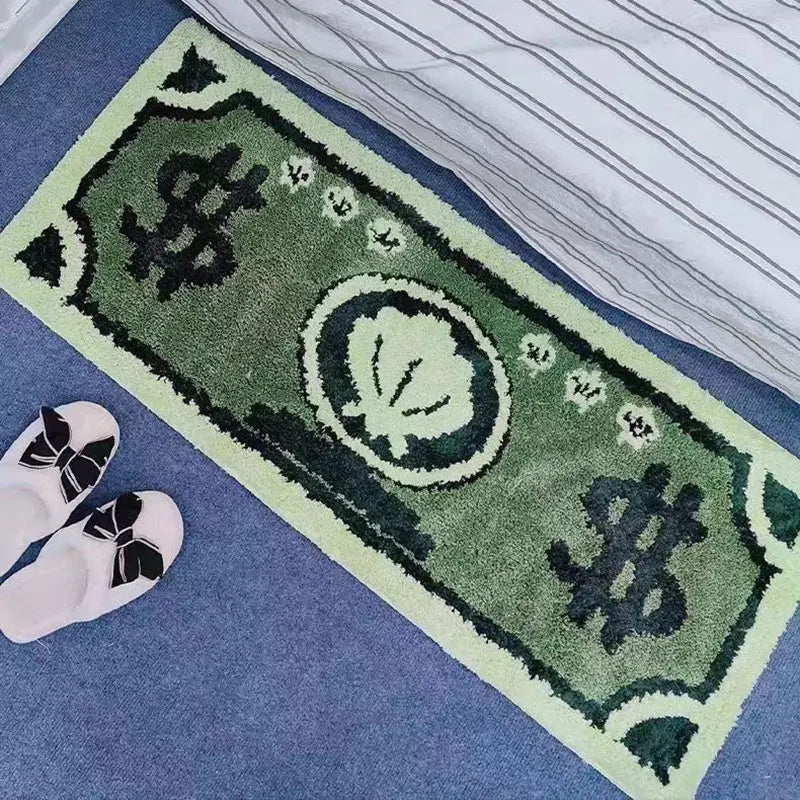 Ihomed 50x120cm Dollar Bill Area Rug Green Bedroom Bedside Carpet Living Room Soft Sofa Area Foot Mat Rugs