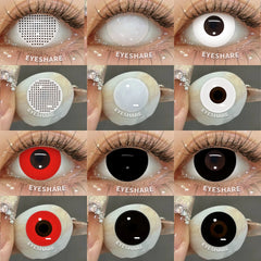 Ihomed Cosplay Colored Contact Lenses for Halloween 1Pair White Contact Black Lenses Anime Contact Crazy Lens Red Colored Lens