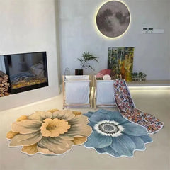 Ihomed 12 Colors Hot Sales Small Carpet Soft Mat Flower Mat Flower Rug Art Rug Flocking Rug Flower Mat For Living Room Bedroom