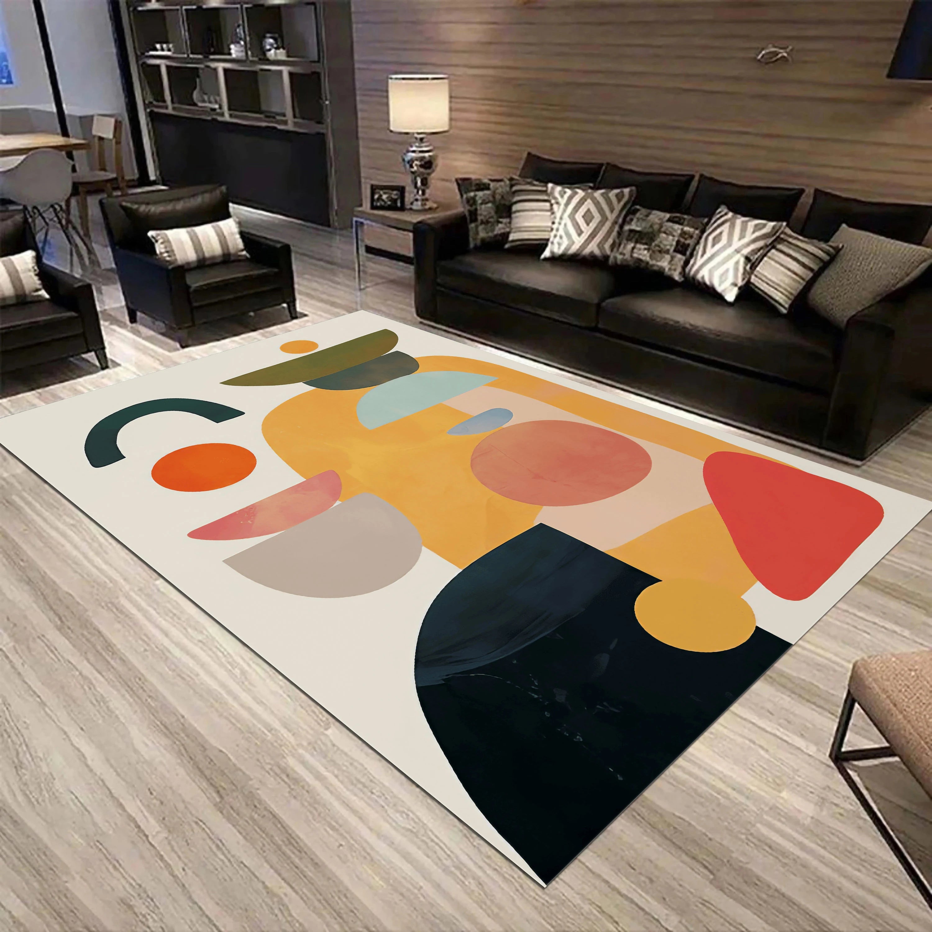 Ihomed Soft Modern Abstract Rug Minimalist Nordic Scandinavian Area Rugs for Living Room Rug Bedroom Diningroom Kitchen Home Decoration