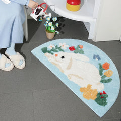 Ihomed Cute Rabbit Rug Tufting Bedroom New Year Carpet Bathroom Bathmat Foot Pad Bath Mat Doormat Aesthetic Home Kids Room Warm Decor