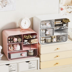 Ihomed Cute Oblique Drawer Desktop Storage Box Desk Organizer Items for Girl Makeup Cosmetic Storage Box Stationary Shelf Pencil Holder