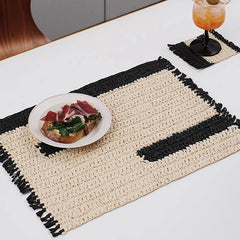 Ihomed Handmade Straw Coaster Rectangle Placemat Pot Mat Dining Table Protect Plate Bowl Support Heat Proof Pad Home Kitchen Decor