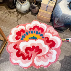 Ihomed 80x73cm New Special-Shaped Flower Rug Irregular Bedside  Mat Tufted Carpet Soft Fluffy Colorful Art Rug Room Decoration