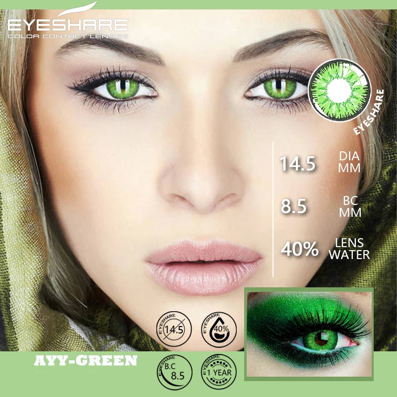 Ihomed Halloween Color Contact Lenses for Eyes 1pair Cosplay Blue Anime Green Colored Contacts Yearly Beauty Makeup Crazy Lens