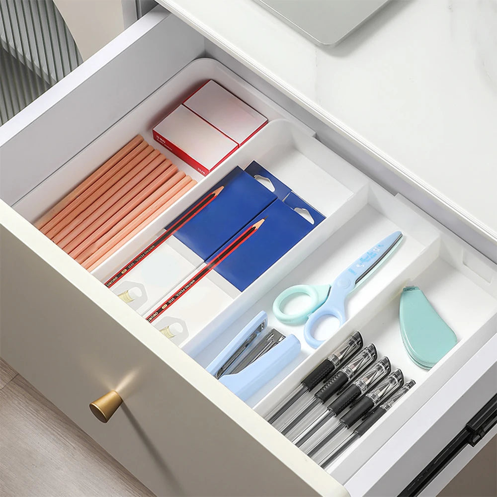 Ihomed Japanese Drawer Divider Storage Box Retractable Kitchen Cutlery Divider Box Multifunctional Stationery Clutter Organizer Box