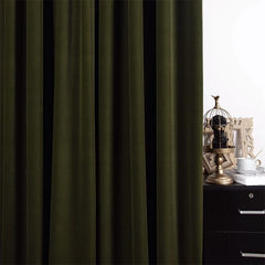 Ihomed Retro Olive Green Dark Green Curtain Herringbone Pattern Living Room Decoration Curtain Bedroom Curtain Balcony Blackout Curtain