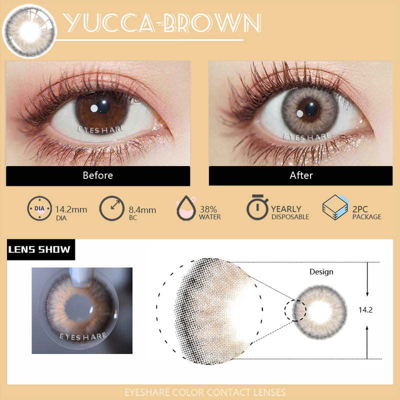 Ihomed Yucca Brown  14.0mm 1 Pair | 1 Year