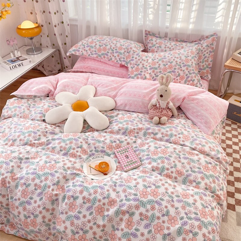 Ihomed 100% High Quality Cotton Bedding Set 3pcs 1 Duvet Cover 2 Pillowcases, 16 Sizes,Customizable