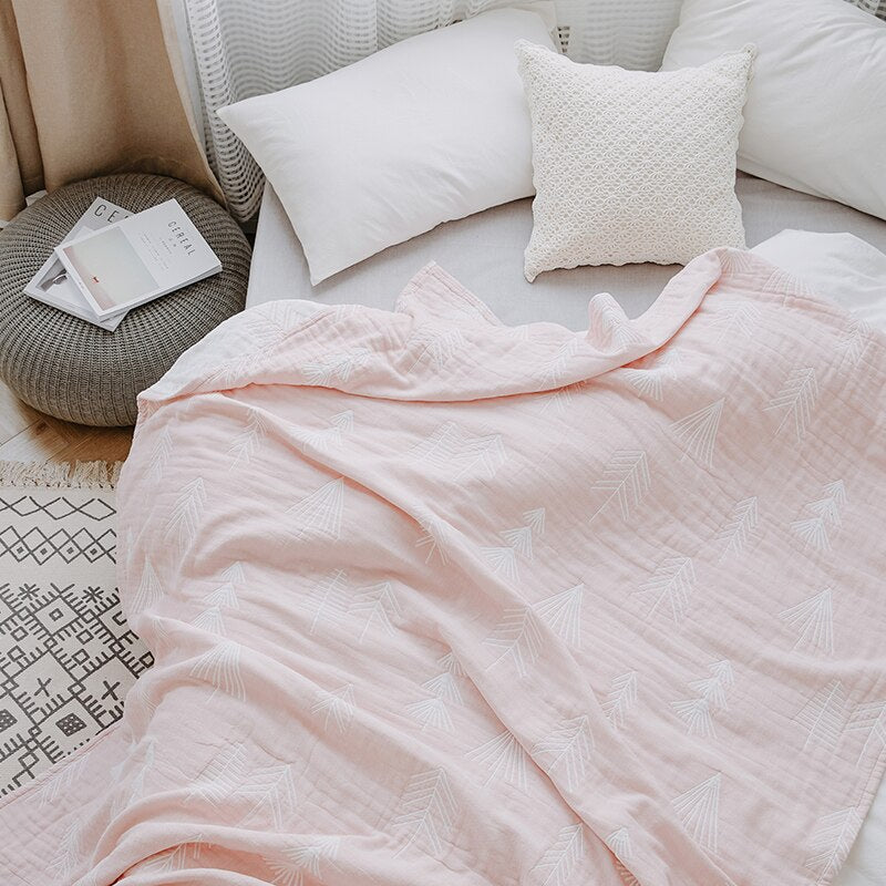 Ihomed Summer Quilts Cotton Gauze Japanese-Style Decorative Bed Throw Blankets Cover Pink Bedspreads For Sofa Bedding 150*230/200cm