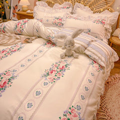 Ihomed Bedding 3-piece set 4-piece set cotton small fresh Princess wind bed products bed sheet fitted sheet quilt cover