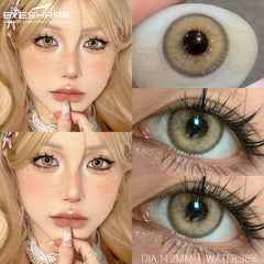 Ihomed 1Pair New Green Colored Contact Lens Gray Eye Lenses Brown Lenses High Quality Yearly Natural Contact Lenses for Eyes