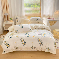 Ihomed Winter thickened lamb fleece blanket air-conditioned nap blanket quilt cover multi-purpose bedding