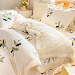 Ihomed Winter thickened lamb fleece blanket air-conditioned nap blanket quilt cover multi-purpose bedding