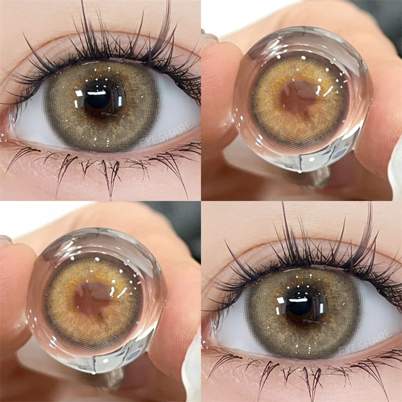 Ihomed  1Pair New Colored Contact Lenses for Eyes Brown Lenses Green Eye Lenses Gray Pupils Yearly Cosmetic Eye Contact Lens