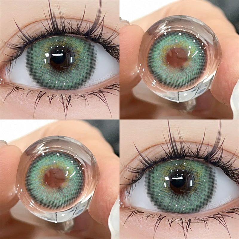 Ihomed  1Pair New Colored Contact Lenses for Eyes Brown Lenses Green Eye Lenses Gray Pupils Yearly Cosmetic Eye Contact Lens