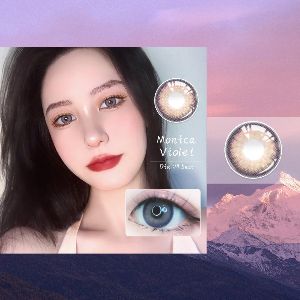 Ihomed 2pcs/pair Natural Lenses 3 Tone Monica Series Contact Lenses Colored Lenses for Eyes Eye Contacts Yearly Use(DIA:14.5mm)