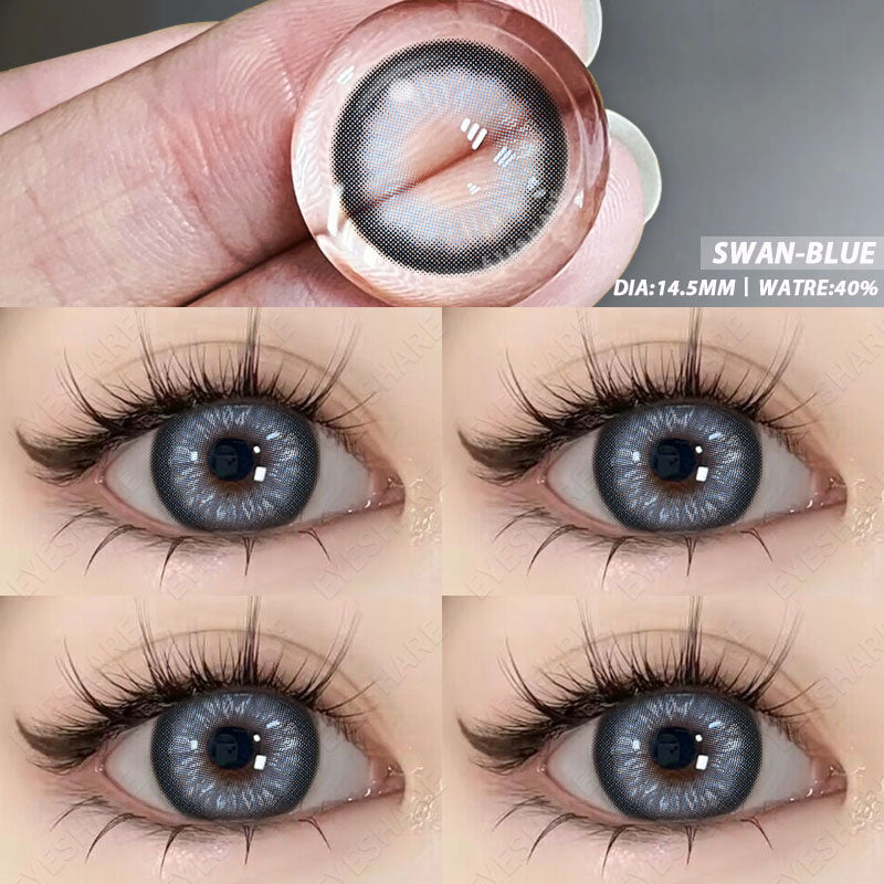 Ihomed 1 Pair Colored Contact Lenses for Eyes Beautiful Pupil Blue Contact Lenses Gray Lenses Yearly Use Cosmetic Eye Lenses