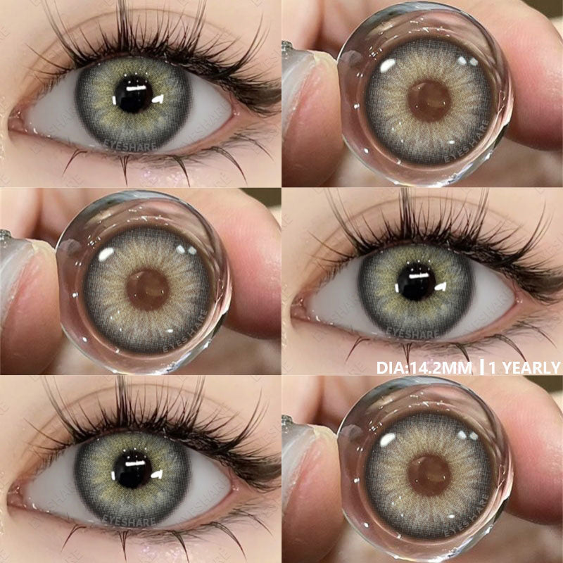 Ihomed Colored Contact Lenses 1pair Natural Eye Lens Blue Eye Lenses Brown Lenses Gray Pupils Yearly Cosmetic Green Contacts