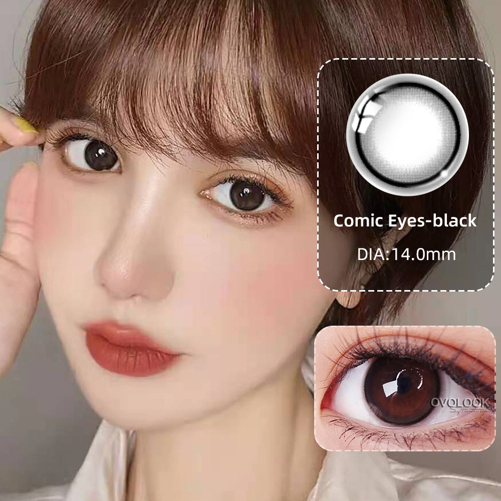 Ihomed 2pcs/pair Natural Pupil Lenses Contact Lenses for Eyes Comic Black Eyes Tear Eye 2 Tone Series Eye Contacts (dia:14mm)