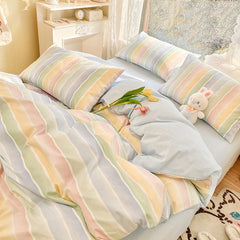 Ihomed Cute Moon Bedding Set For Girl Kawaii Heats Flower Cotton Twin Full Queen Size Bedding Double Fitted Bed Sheet Quilt Duvet Cover