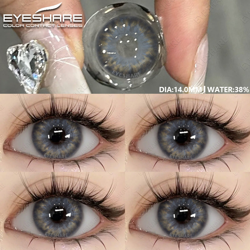 Ihomed 1pair Natural Eye Lenses Color Contact Lenses for Eyes Green Lenses Blue Eye Contact Lens Yearly Cosmetic Gray Pupils