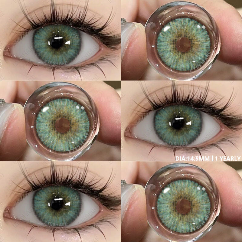 Ihomed Colored Contact Lenses 1pair Natural Eye Lens Blue Eye Lenses Brown Lenses Gray Pupils Yearly Cosmetic Green Contacts