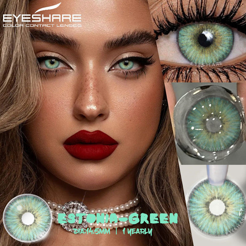 Ihomed 1Pair Colored Contact Lenses for Eyes Gray Pupis Blue Lens Green Eye Lenses Yearly Fashion Lenses Cosmetic Eye Contacts