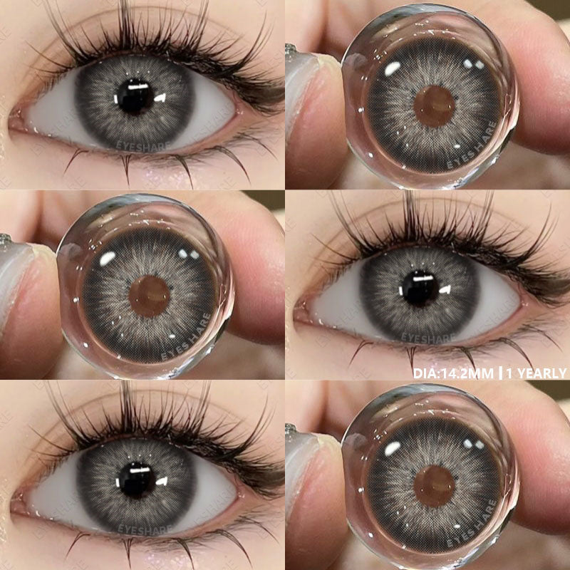 Ihomed  Colored Contact Lenses 1pair Natural Eye Lens Blue Eye Lenses Brown Lenses Gray Pupils Yearly Cosmetic Green Contacts