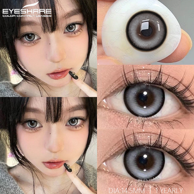 Ihomed 1Pair New Green Colored Contact Lens Gray Eye Lenses Brown Lenses High Quality Yearly Natural Contact Lenses for Eyes