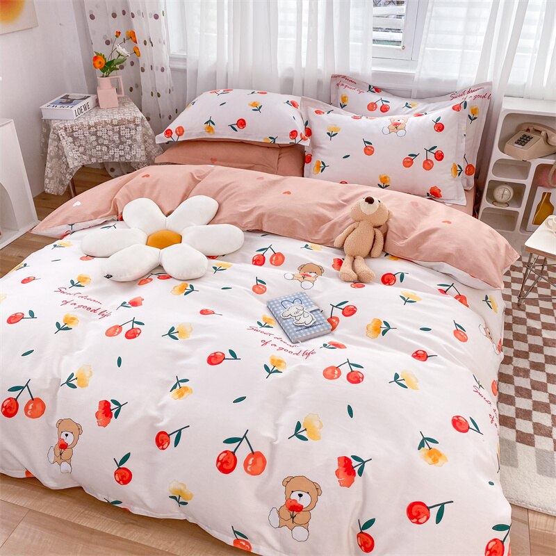 Ihomed 100% High Quality Cotton Bedding Set 3pcs 1 Duvet Cover 2 Pillowcases, 16 Sizes,Customizable