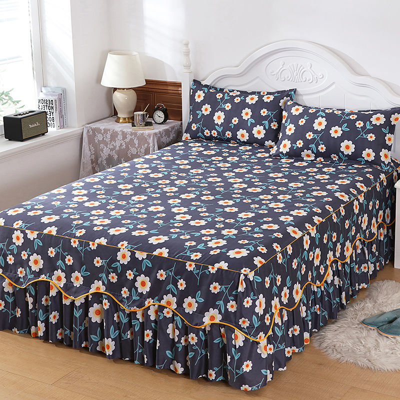 Ihomed 1PC Plaid Bed Sheet Printed Bedding Set Soft Bedspread lace bedding home decor Single Queen King Size Bedskirt Mattress Cover