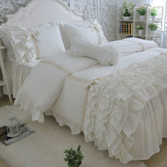 Ihomed Amazing luxury bedding set cake layers embroidery ruffle lace duvet cover bed sheet bedspread princess bed bow pillowcase HM-01S