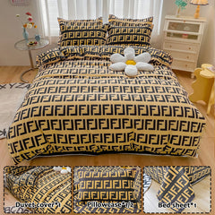 Ihomed 3/4pcs Duvet Cover Set Queen Size Geometric Bedding Ser for Kids Boys and Girls Polyester Print Quilt Cover Bed Soft Reversible